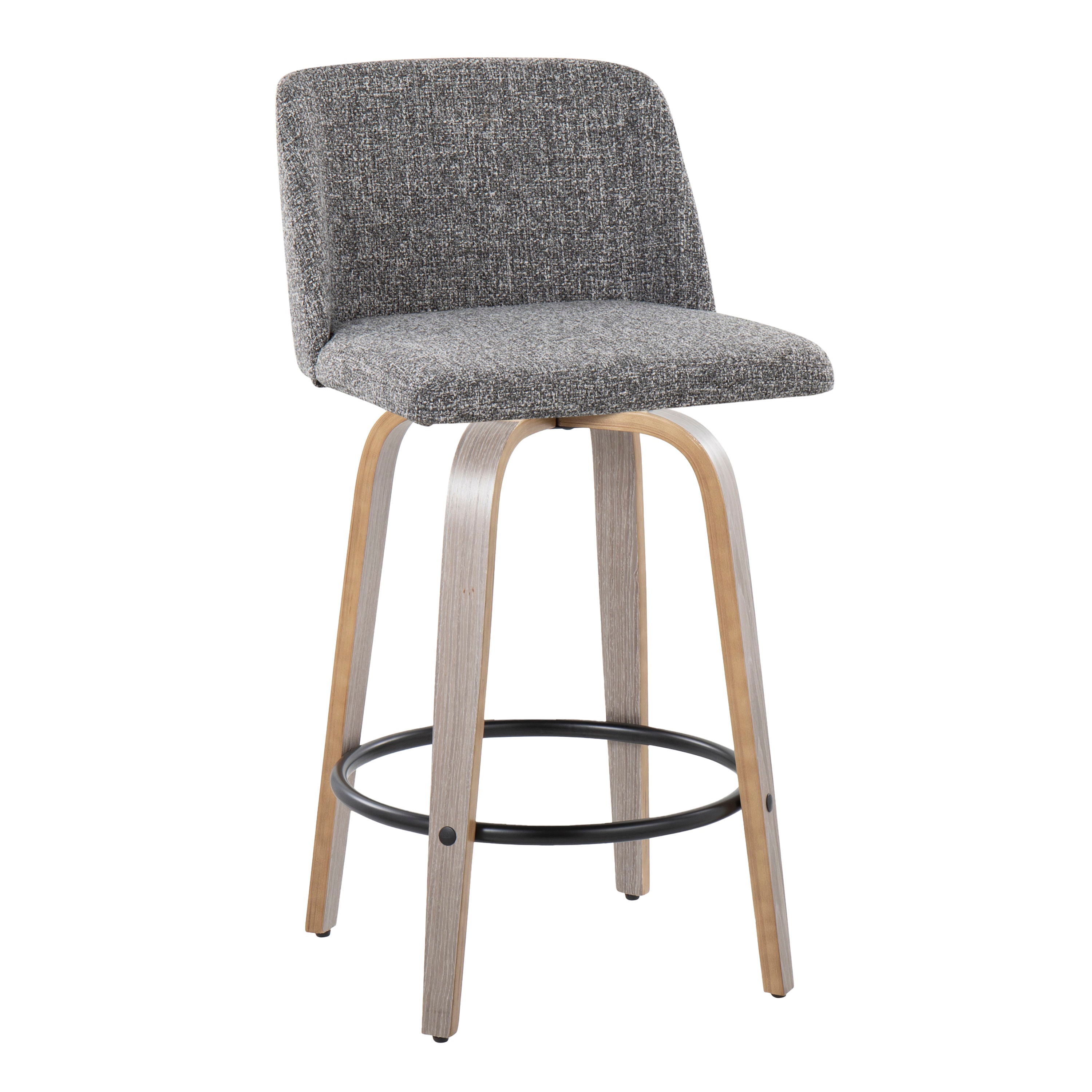 Toriano - Contemporary Fixed Height Counter Stool With Swivel &amp; Round Footrest (Set of 2)