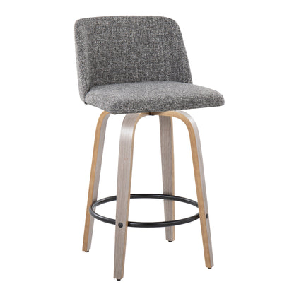 Toriano - Contemporary Fixed Height Counter Stool With Swivel &amp; Round Footrest (Set of 2)