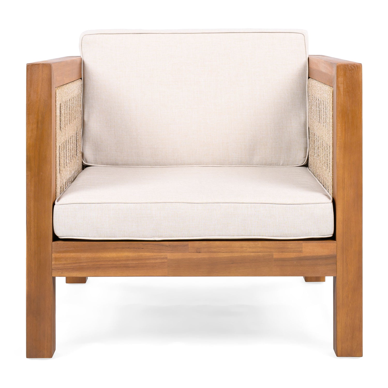 Outdoor Club Chair &amp; Rope Arm And Cushions