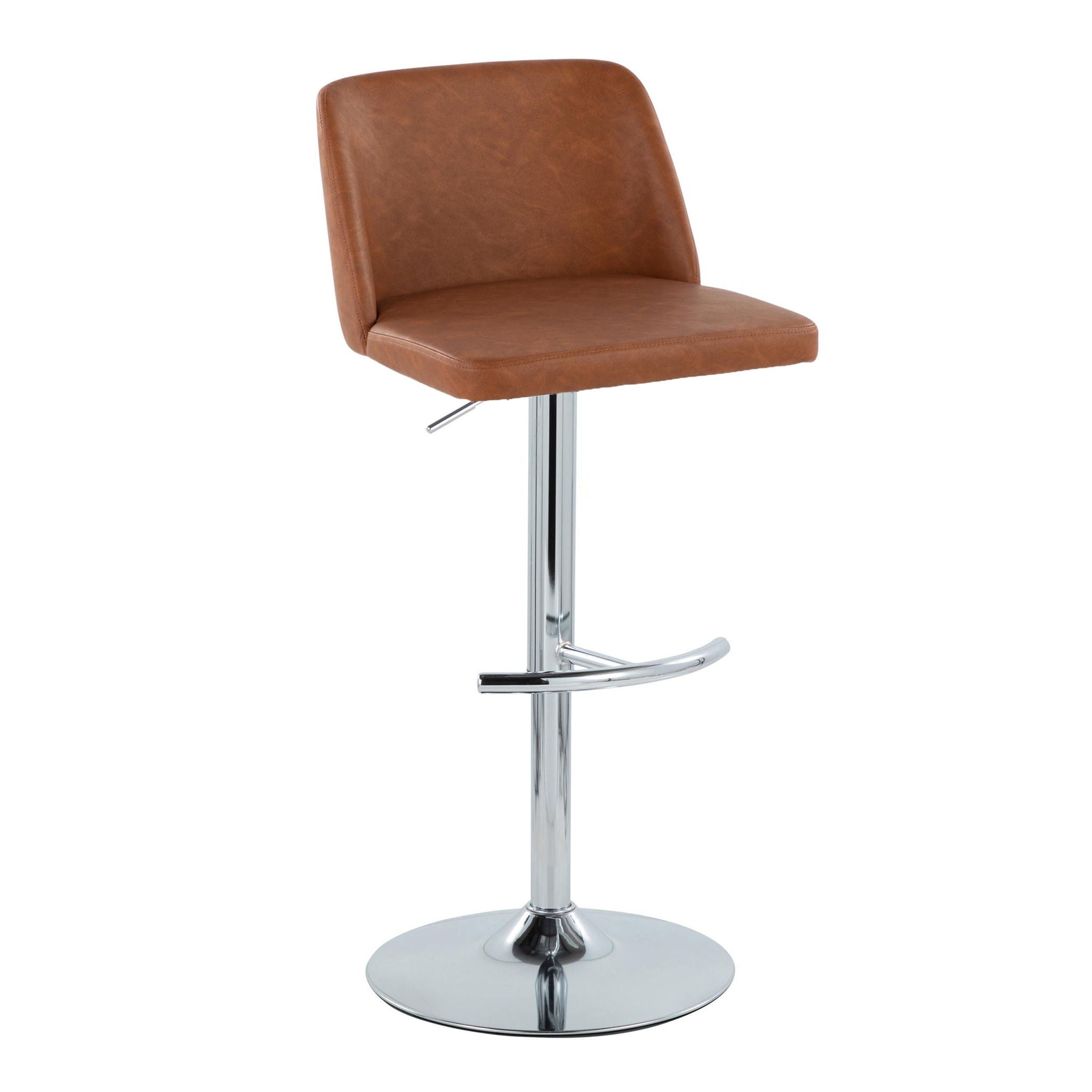 Toriano - Contemporary Adjustable Barstool With Swivel &amp; Rounded T Footrest (Set of 2)