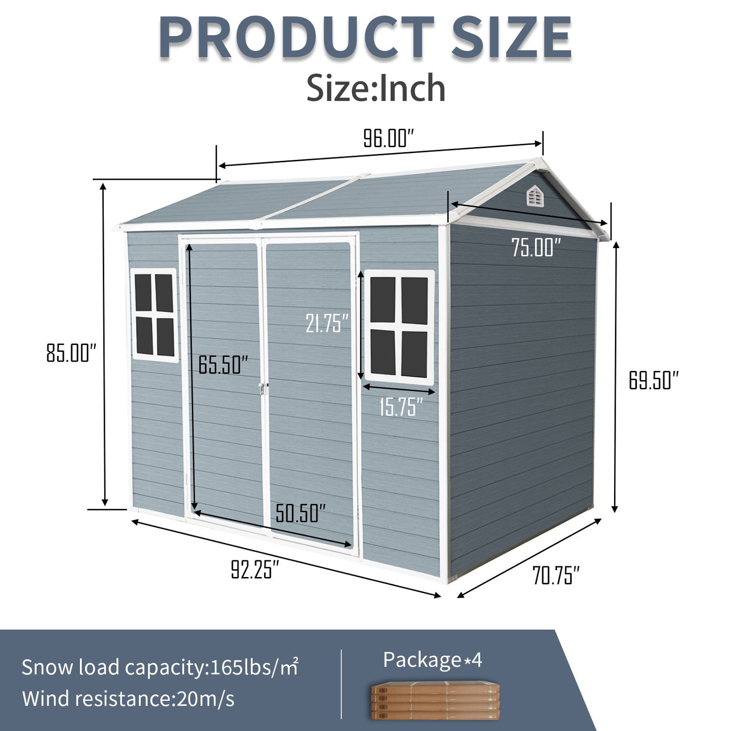 Resin Outdoor Storage Shed Waterproof Shed With Floor &amp; Two Windows &amp; Lockable Door, Tool Shed For Garden, Patio, Backyard