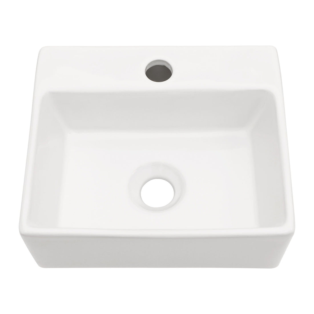 Ceramic Rectangle Wall Mount Bathroom Sink With Single Faucet Hole