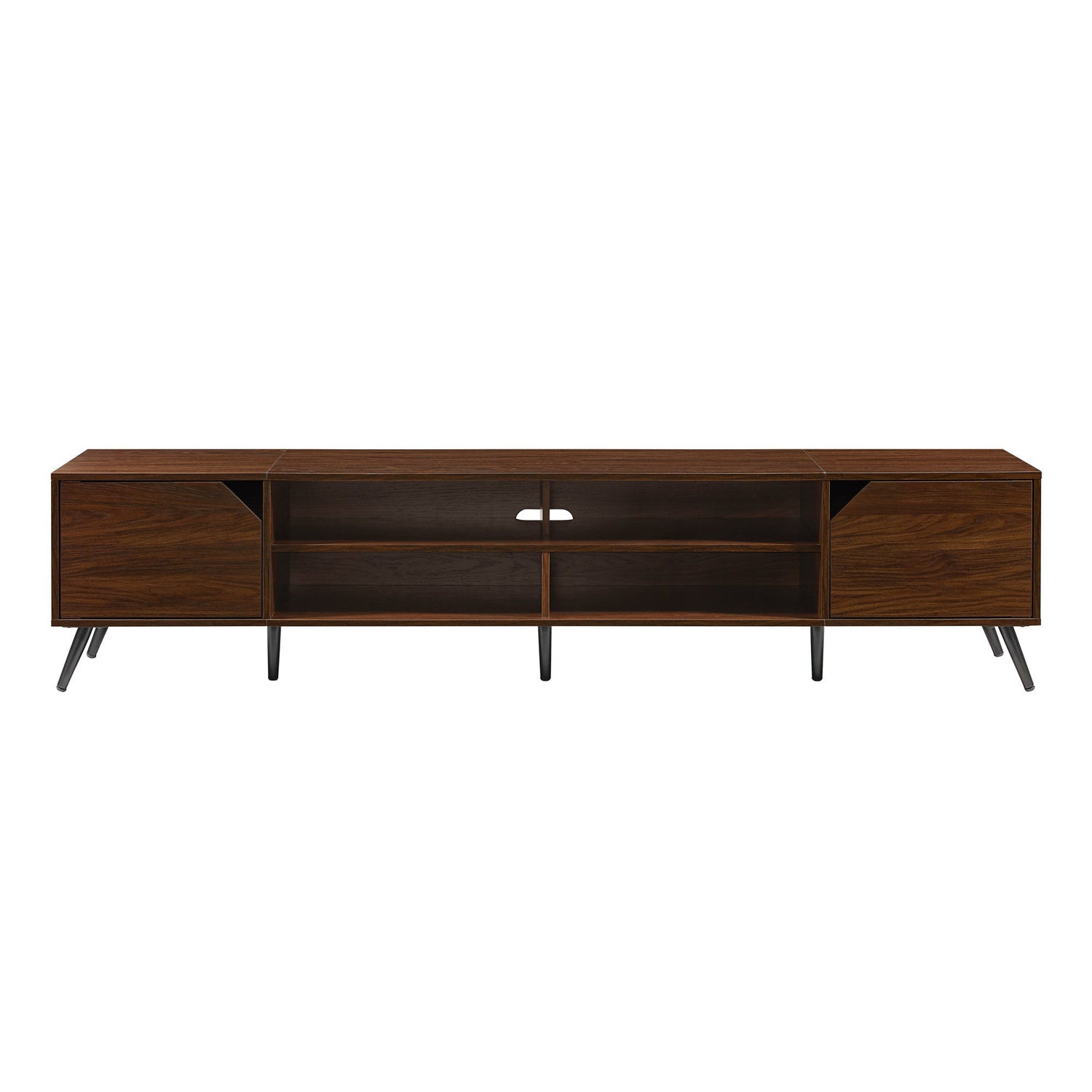 Contemporary 2 Door Minimalist TV Stand For TVs Up To 90&quot; - Dark Walnut