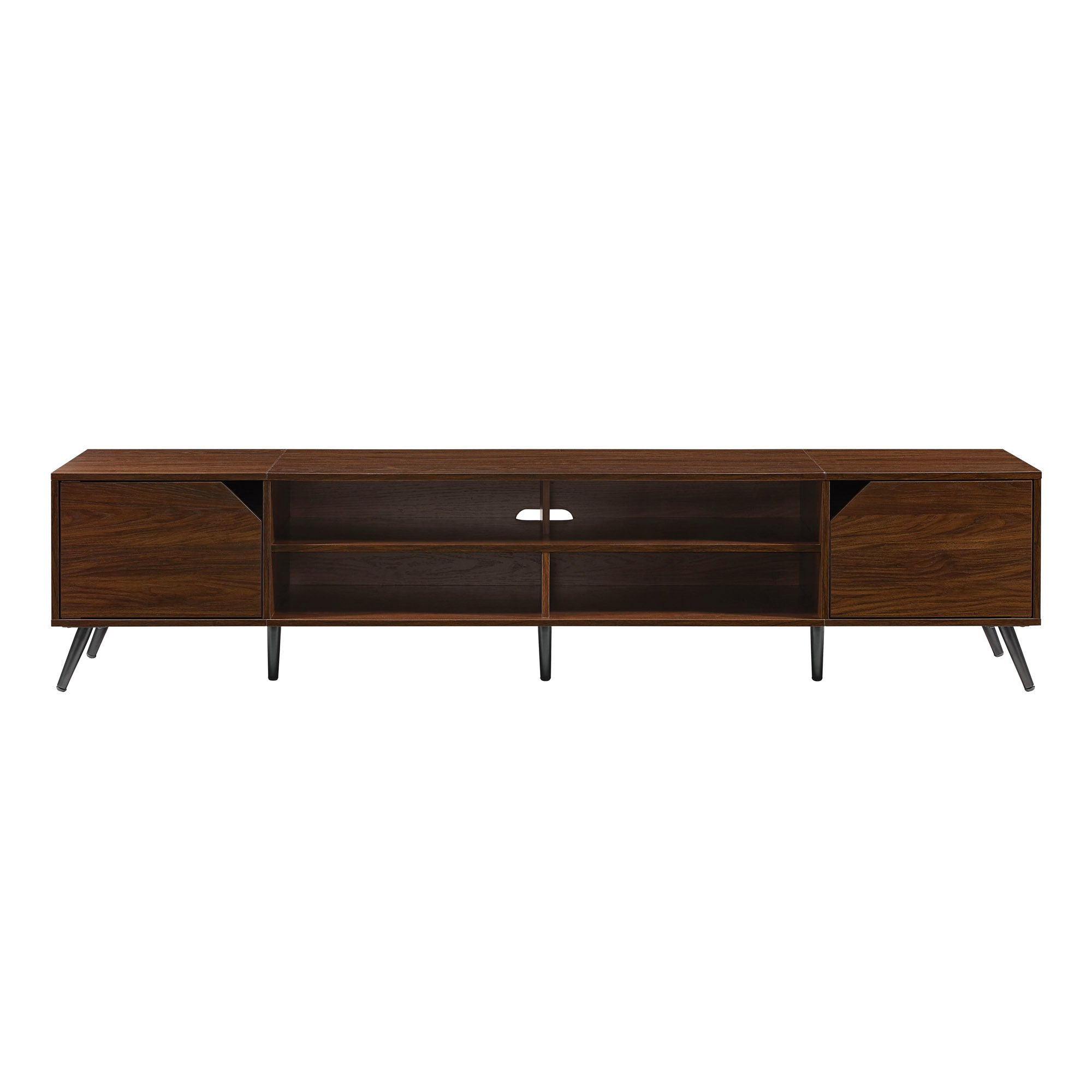 Contemporary 2 Door Minimalist TV Stand For TVs Up To 90&quot; - Dark Walnut