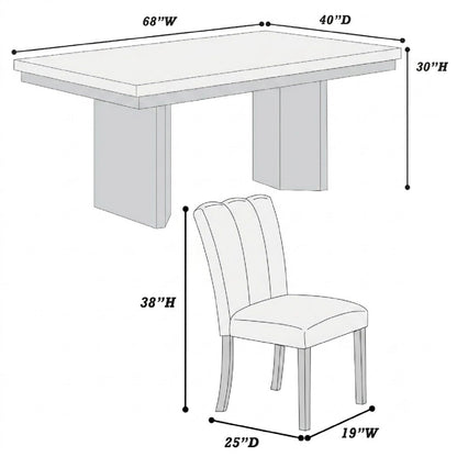 2 Tone Dining Table Set With Upholstered Side Chairs