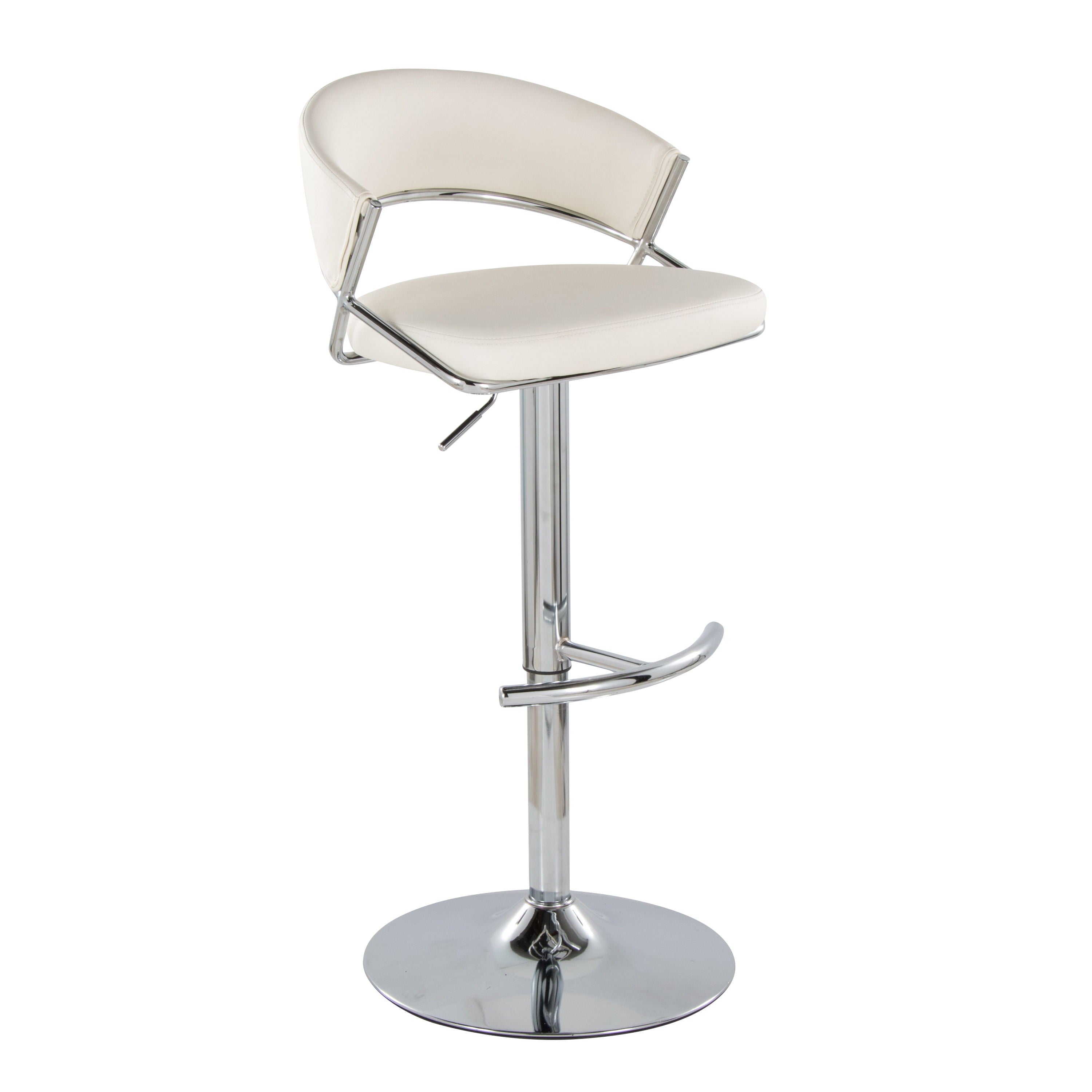 Jie - Contemporary Adjustable Barstool With Swivel &amp; Rounded T Footrest (Set of 2)