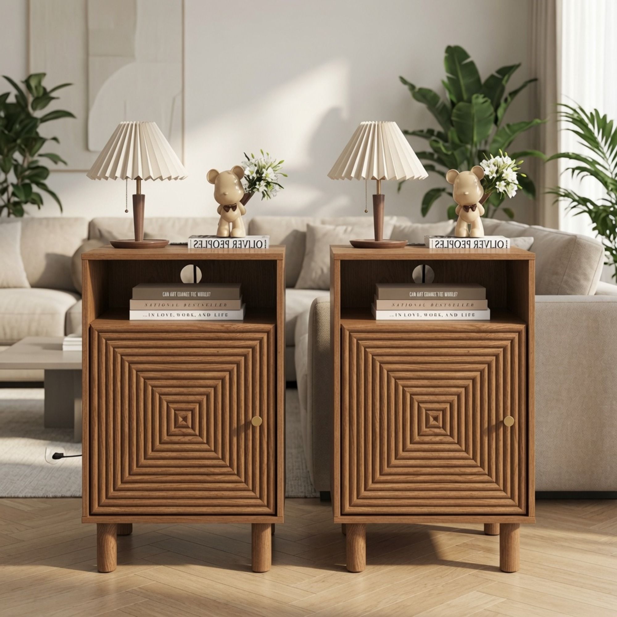 Nightstand With Charging Station &amp; Storage