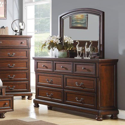 Dresser With 3 Small &amp; 4 Large Drawers, Round Knobs, Bedroom Furniture - Cherry