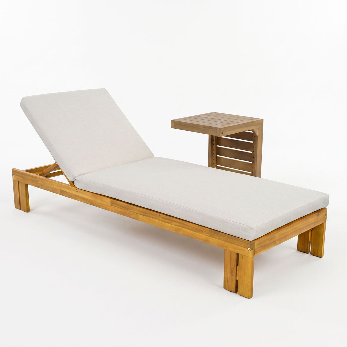 Outdoor Chaise Lounge Set &amp; Side Table, 5 Position Adjustable Patio Recliner