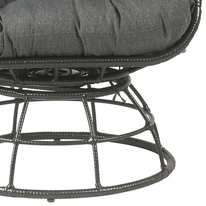 Hikre - Patio Lounge Chair &amp; Side Table - Black / Charcoal