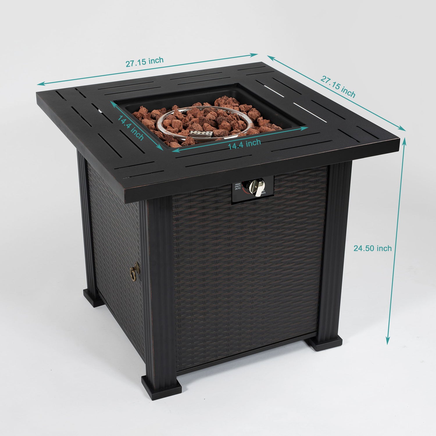 Square Fire Pit Table - Brown