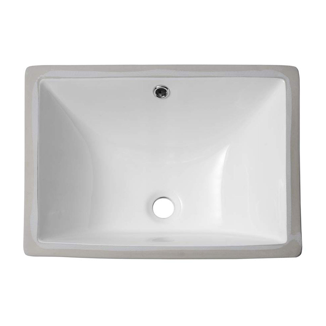 European Style White Ceramic Rectangular Undermount Bathroom Sink With Overflow