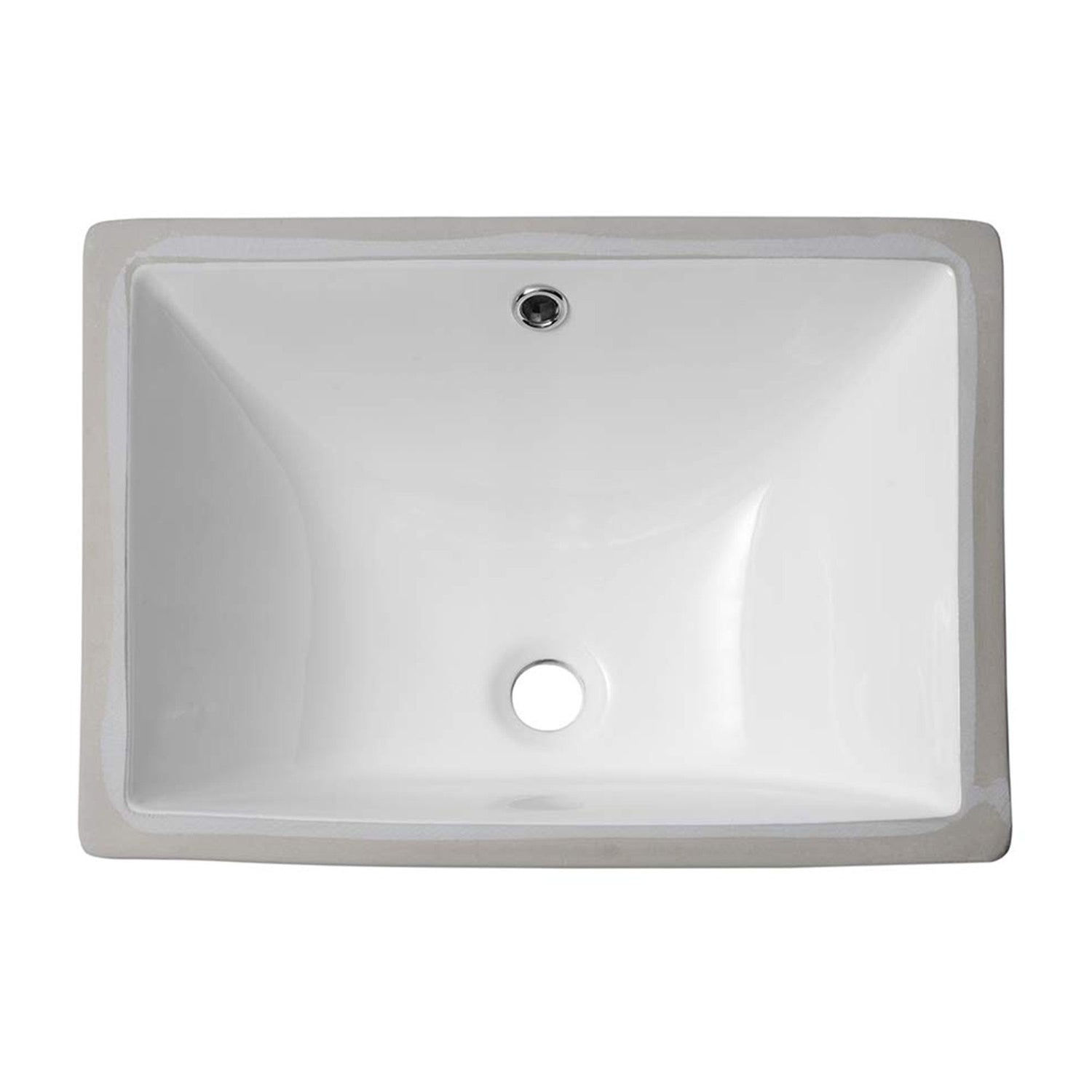 European Style White Ceramic Rectangular Undermount Bathroom Sink With Overflow