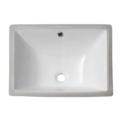 European Style White Ceramic Rectangular Undermount Bathroom Sink With Overflow
