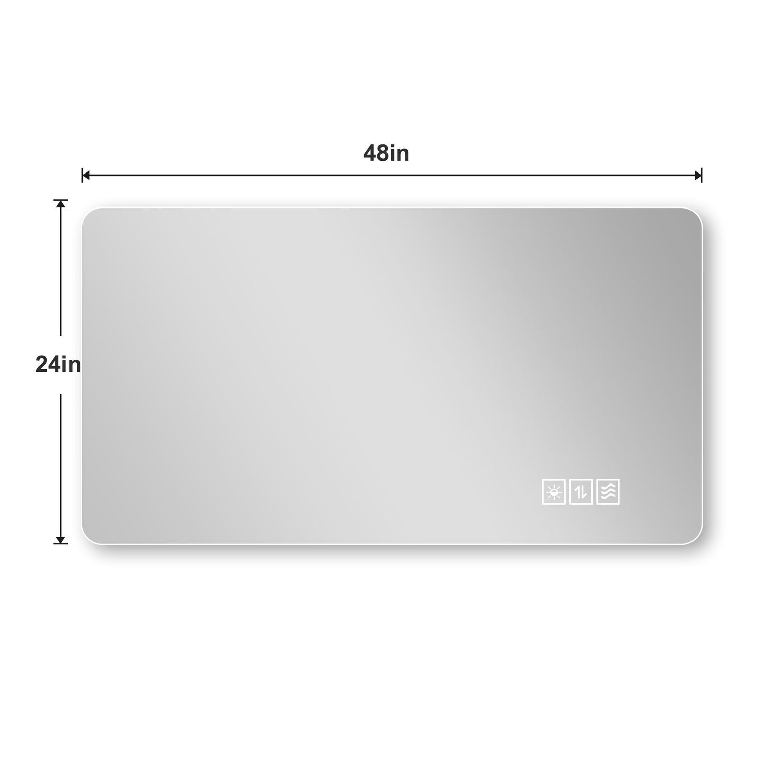 Wall Mounted LED Lighting Mirror With 3 Color Lighting, Dimming, Waterproof, Anti Fog, Touch Switch - Silver