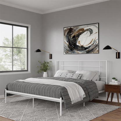 Praxis - King Bed With Simple Headboard - White