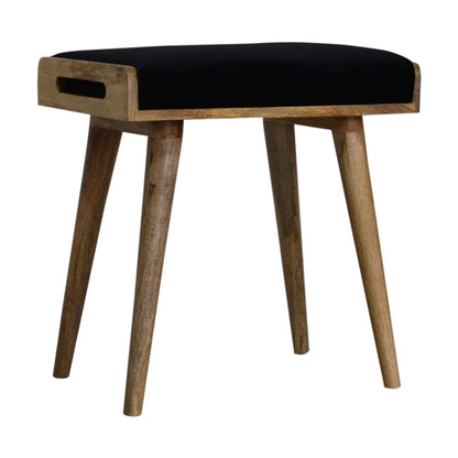 Velvet Tray Style Footstool - Black