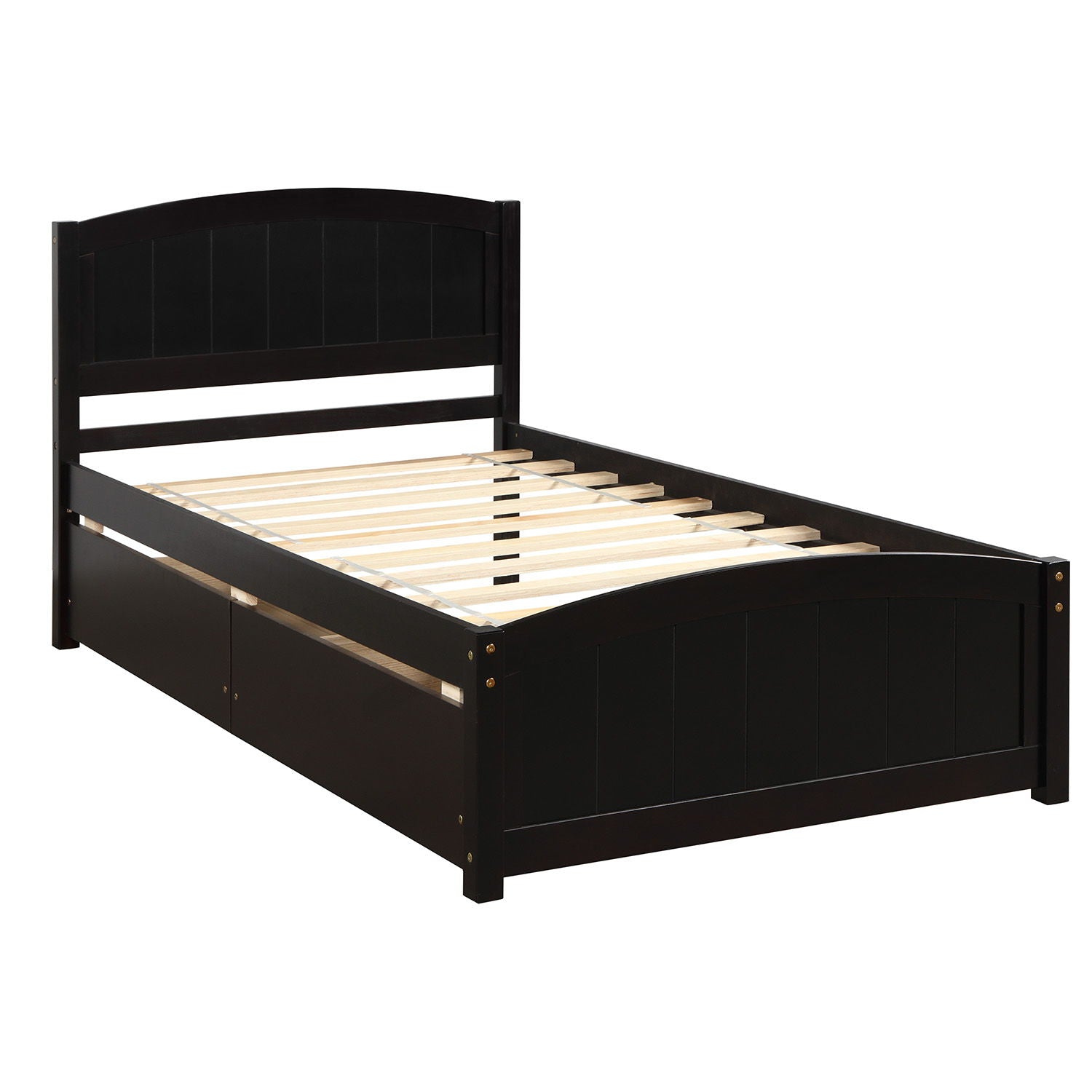 Platform Bed &amp; Headboard, Footboard And Wood Slat Support