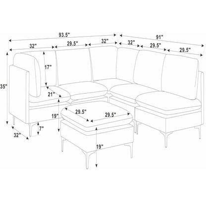 Upholstered Modular Sectional &amp; Tall Legs