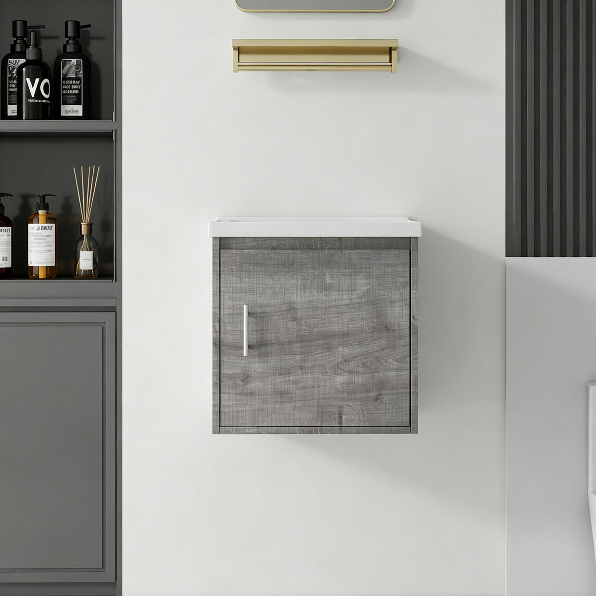 Floating Bathroom Vanity Combo, Wall Mounted Cabinet With Sink &amp; Soft Close Doors For Small Bathrooms