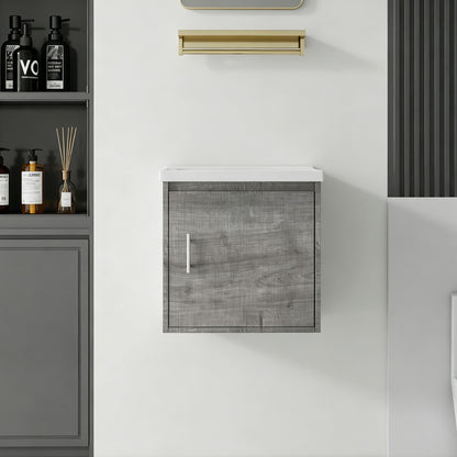 Floating Bathroom Vanity Combo, Wall Mounted Cabinet With Sink &amp; Soft Close Doors For Small Bathrooms