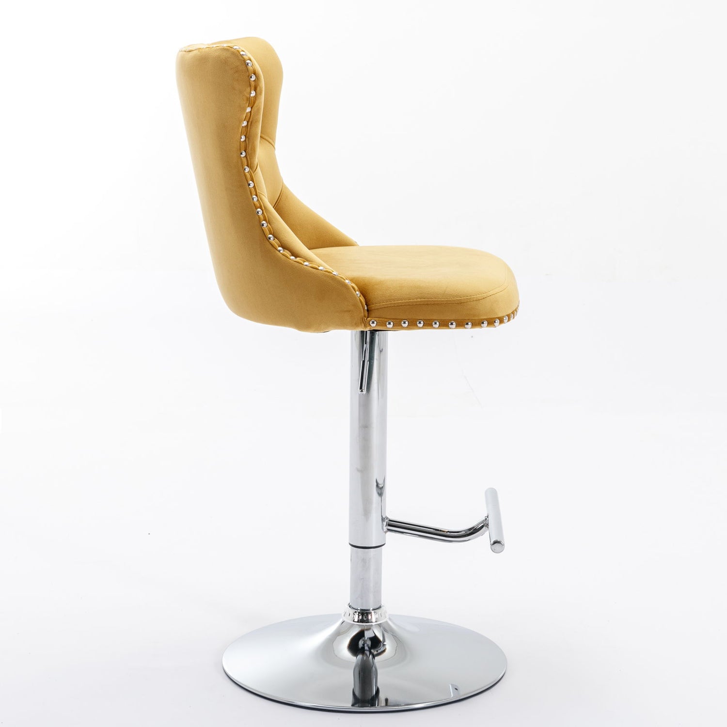 Swivel Velvet Barstools Adjusatble Seat Height From 25-33&quot;, Modern Upholstered Chrome Base Bar Stools With Backs Comfortable Tufted For Home Pub And Kitchen Island (Set of 2)