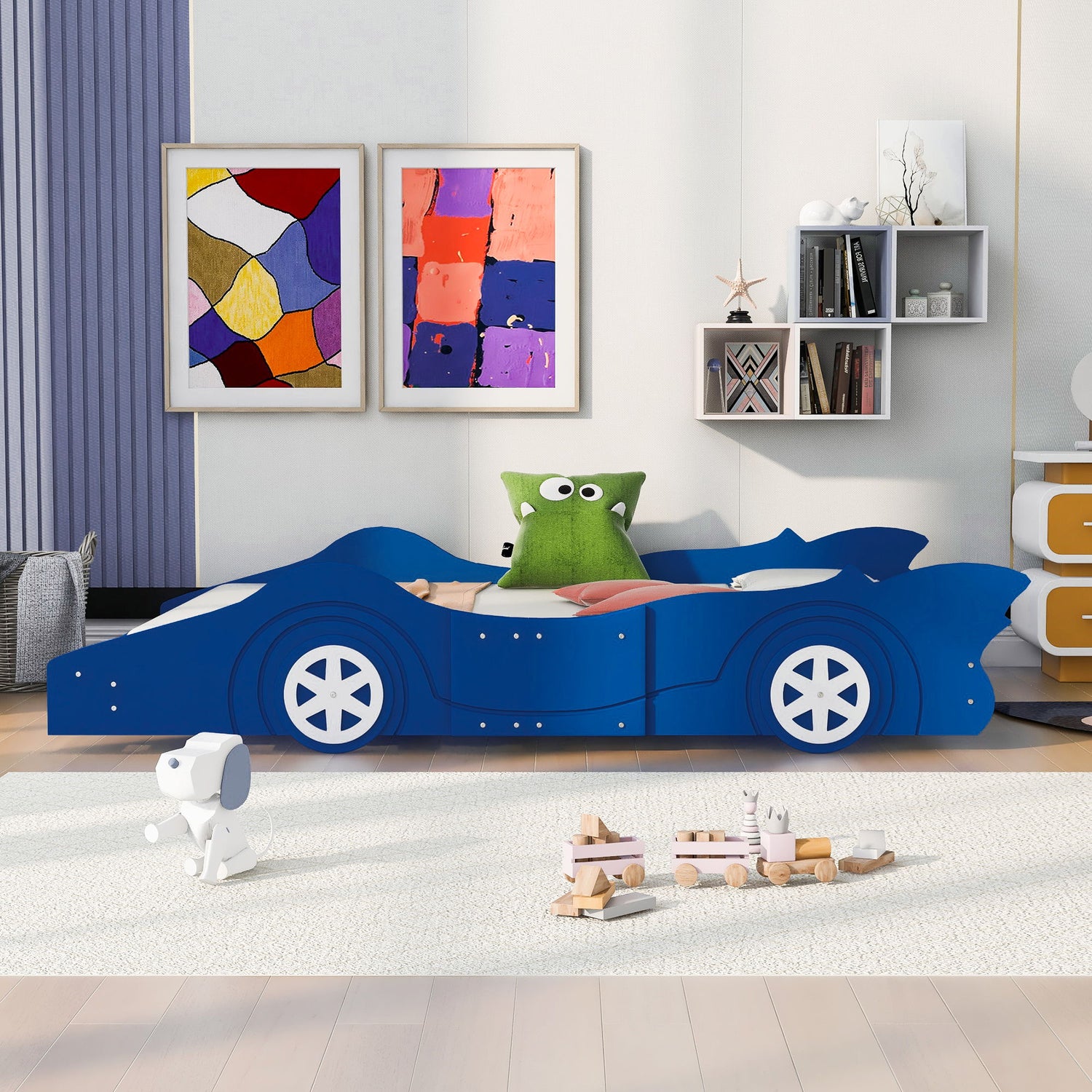 Race Car Shaped Platform Bed &amp; Wheels