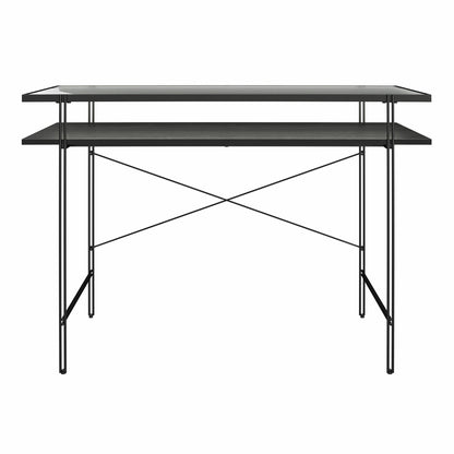 Vance - Computer Desk With Fluted Glass Desktop - Black