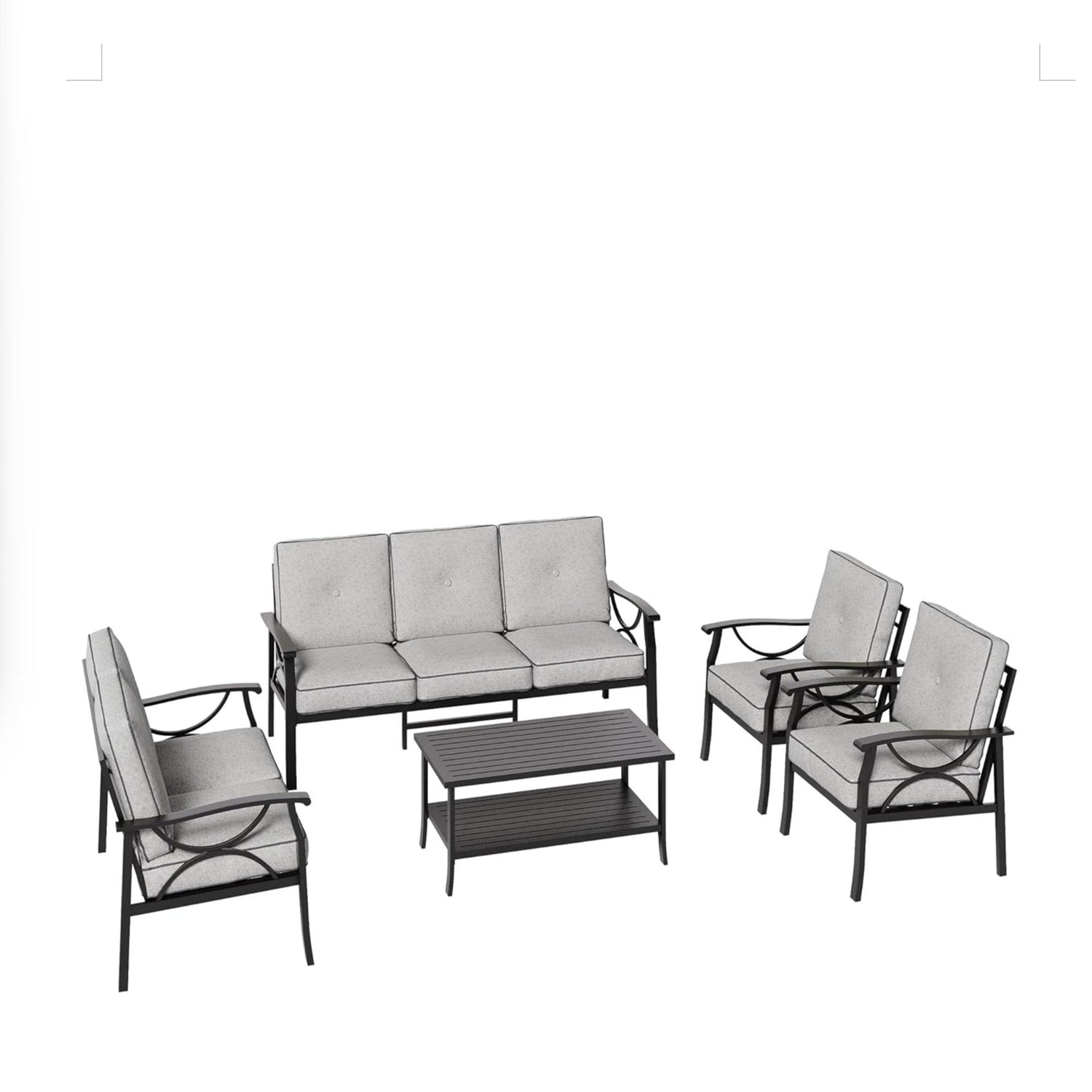 Patio Furniture Set &amp; Coffee Table And Cushions For Backyard