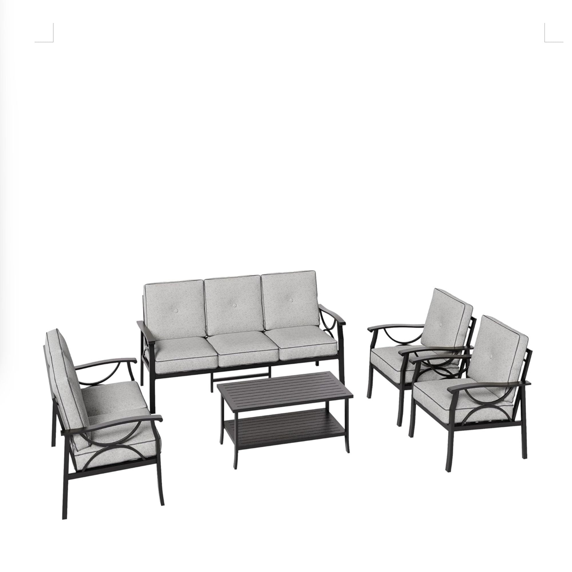 Patio Furniture Set &amp; Coffee Table And Cushions For Backyard