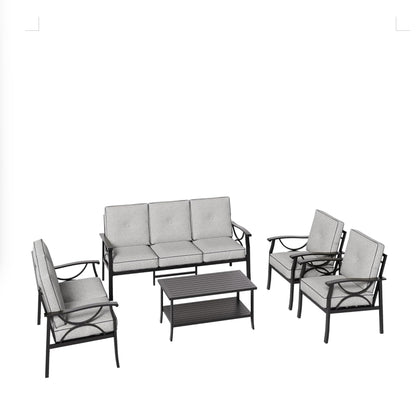 Patio Furniture Set &amp; Coffee Table And Cushions For Backyard