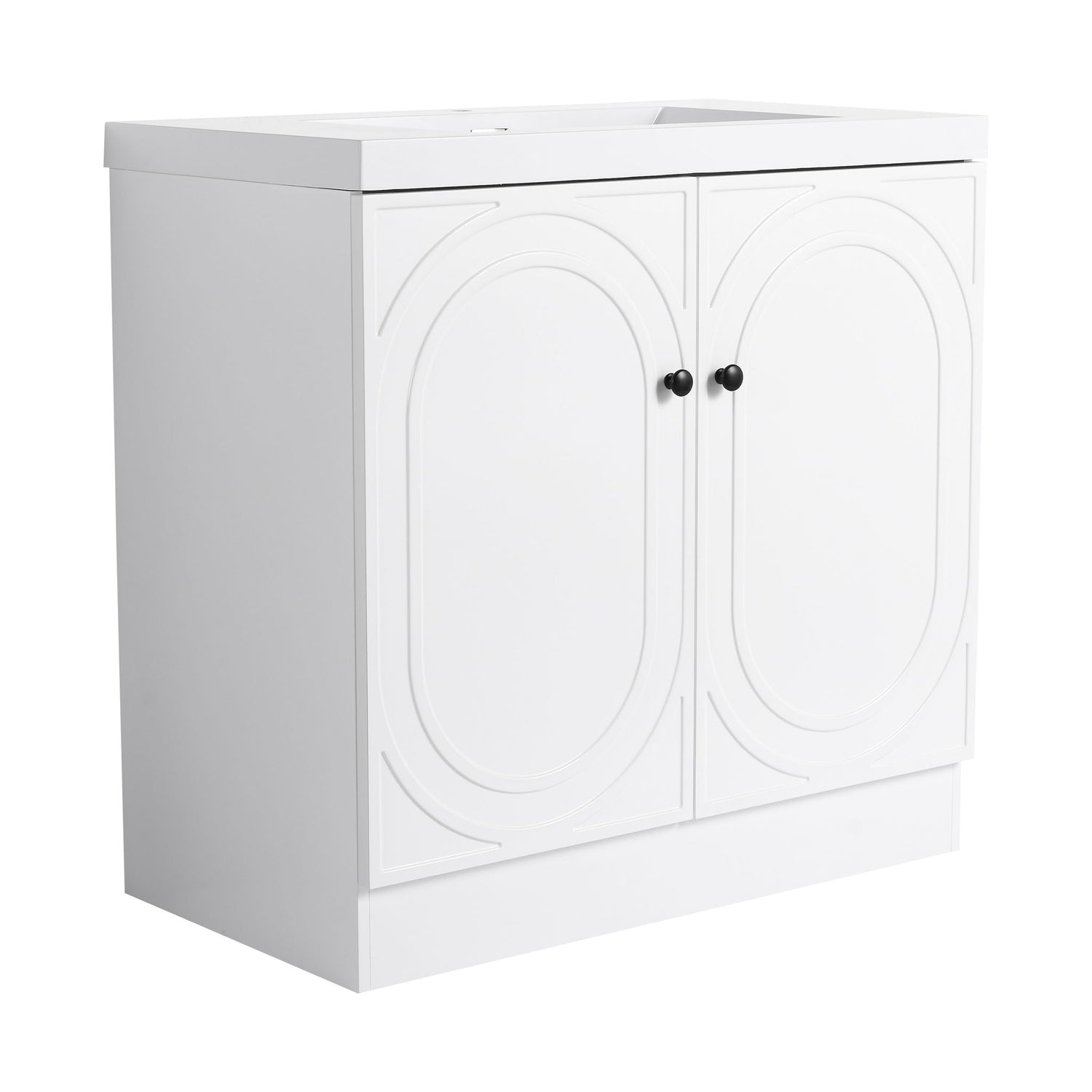 Contemporary Freestanding Bathroom Vanity With Resin Sink &amp; Soft-Close Cabinet Doors