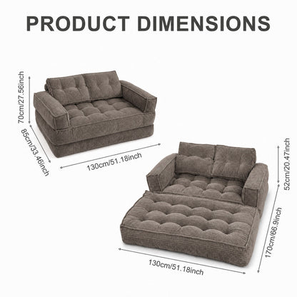 2 Seater Modular Corduroy Sofa With Chaise Lounge For Living Room