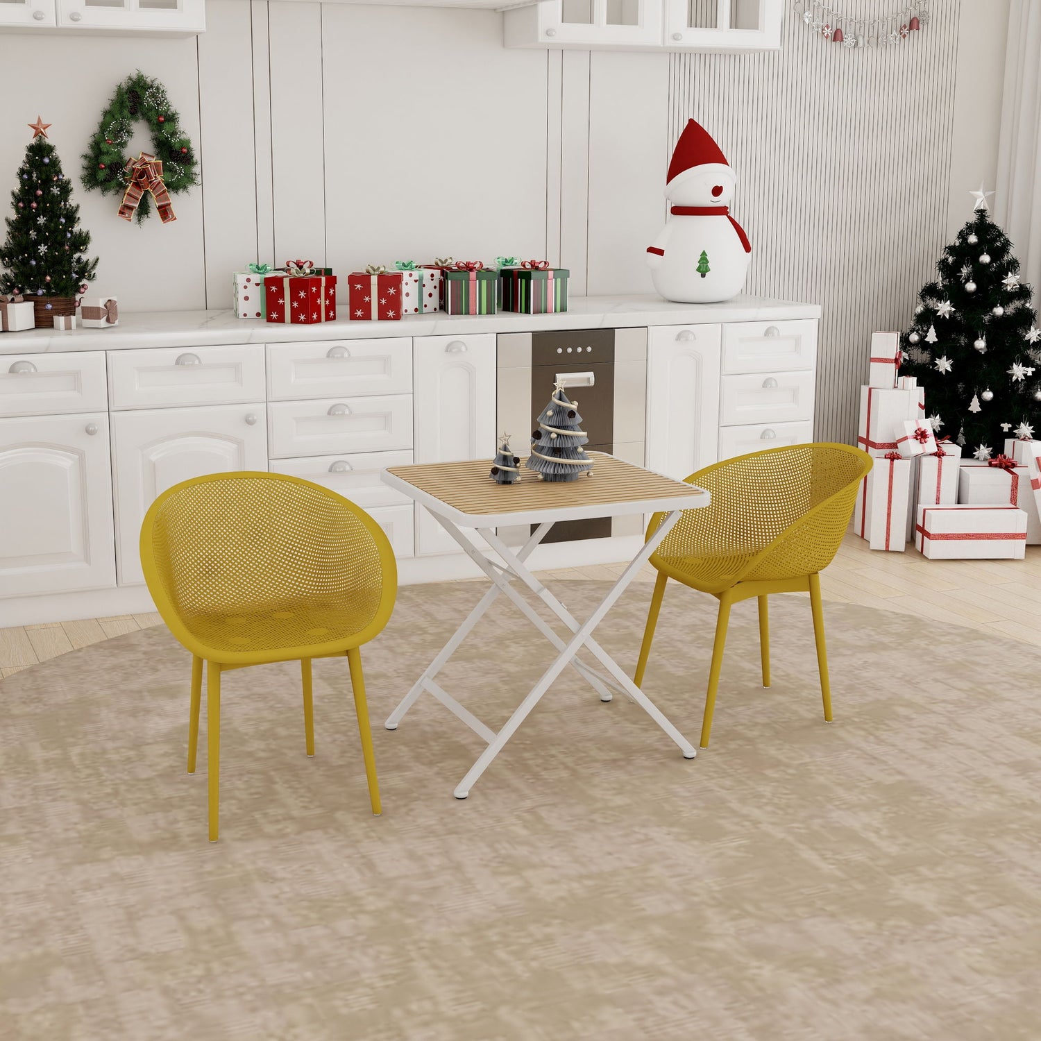 2 Pack Lounge Chair Set &amp; Folding Square Table