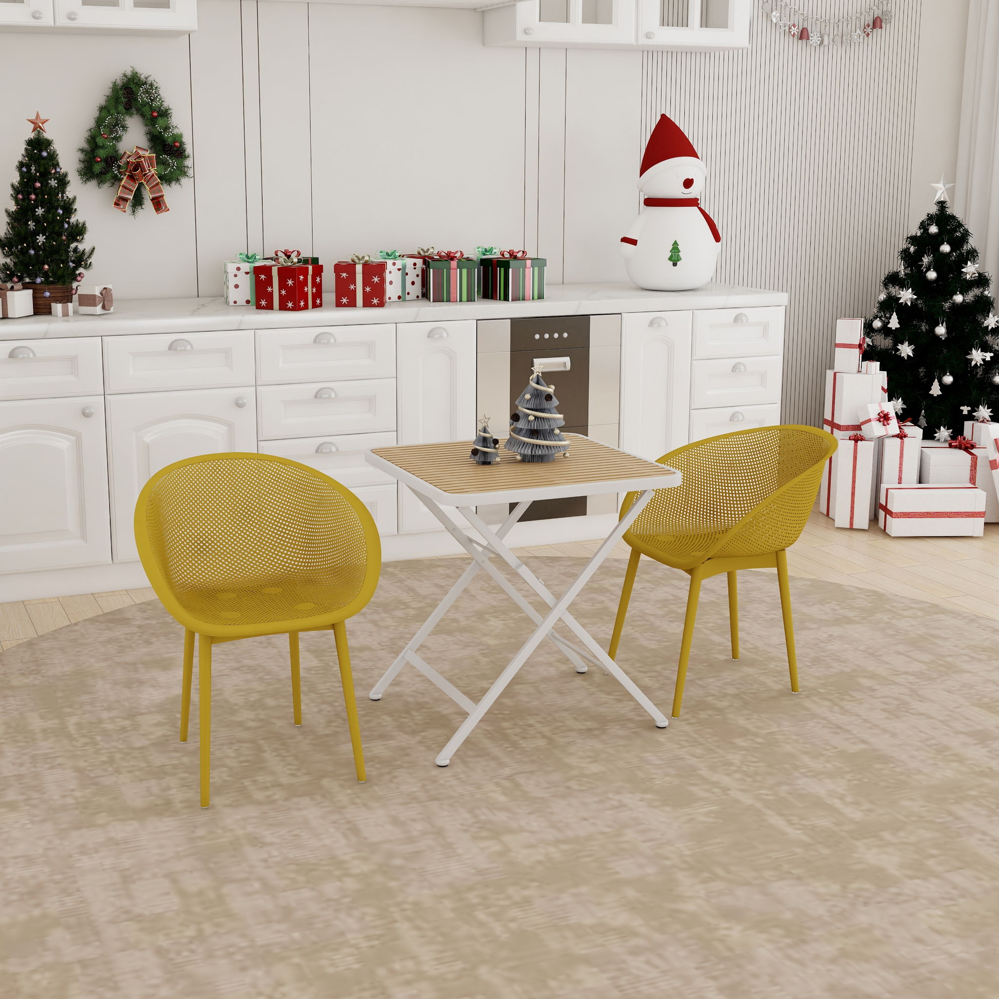 2 Pack Lounge Chair Set &amp; Folding Square Table