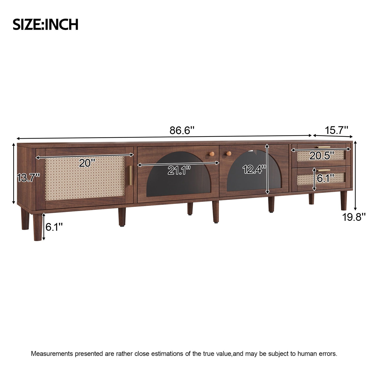 TV Stand For TVs Up To 90", Media Console With App Controlled LED Lights, 2 Drawers &amp; Door Storage - Dark Brown