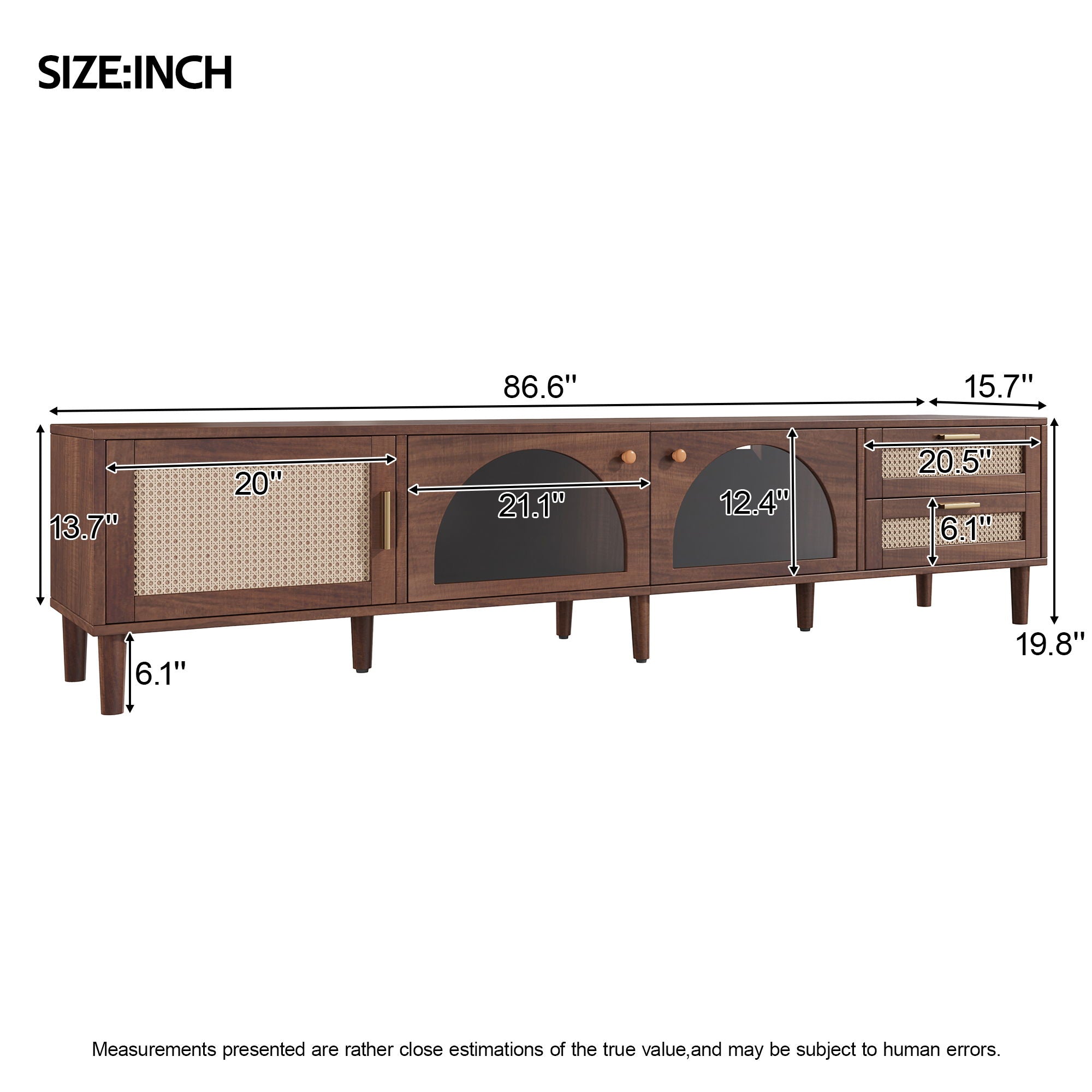 TV Stand For TVs Up To 90", Media Console With App Controlled LED Lights, 2 Drawers &amp; Door Storage - Dark Brown