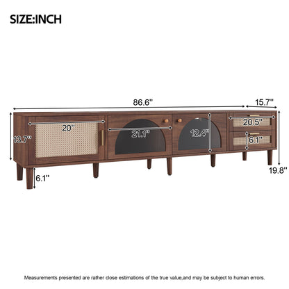 TV Stand For TVs Up To 90", Media Console With App Controlled LED Lights, 2 Drawers &amp; Door Storage - Dark Brown
