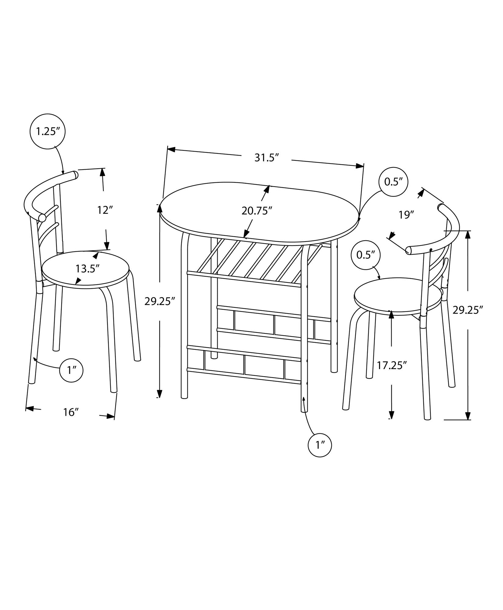 3 Pieces Dining Table Set, Small, Contemporary &amp; Modern
