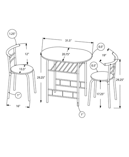3 Pieces Dining Table Set, Small, Contemporary &amp; Modern