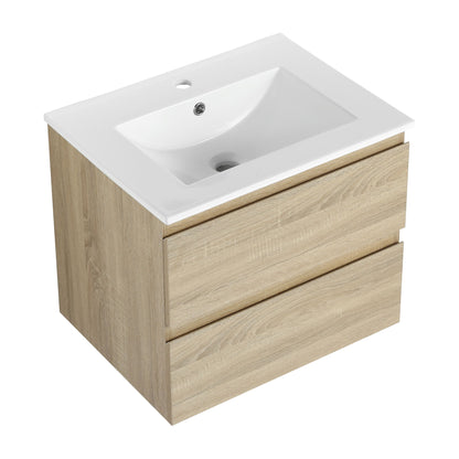 Wall Mounted Bathroom Vanity &amp; Sink, 2 Soft Close Drawers