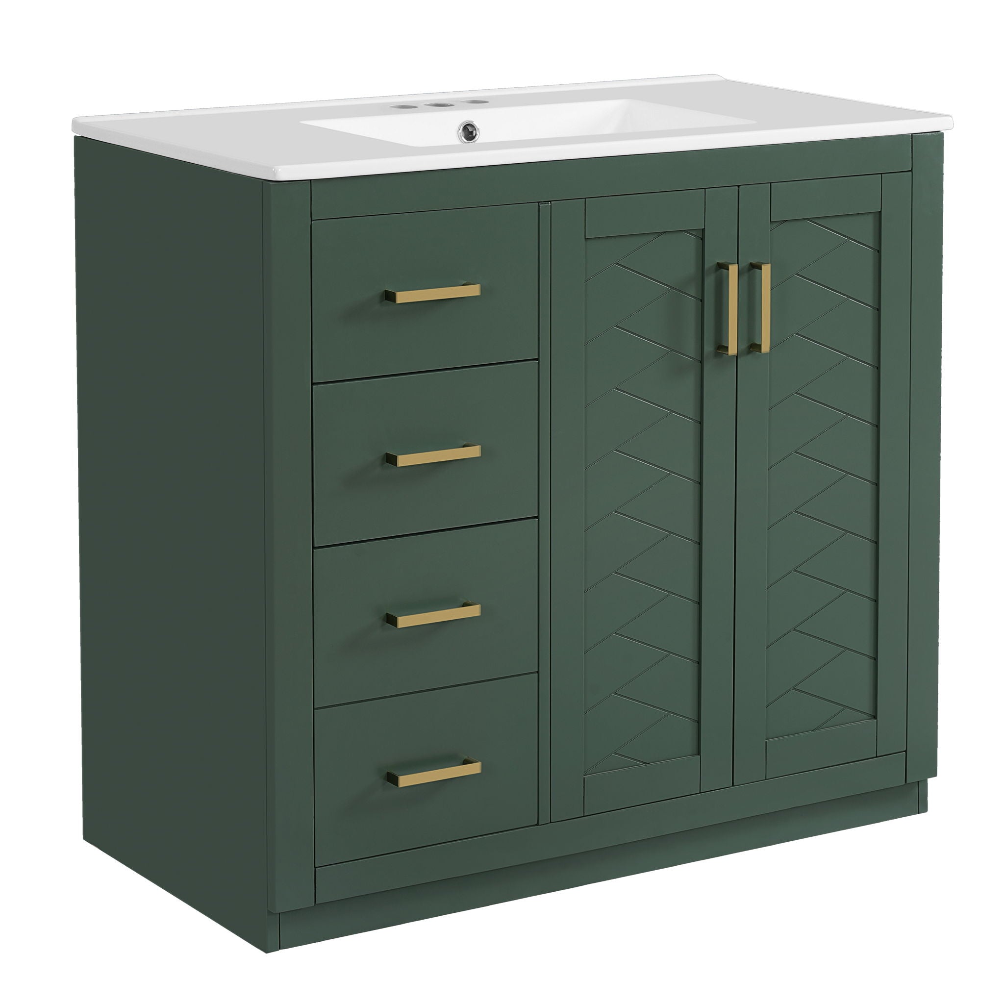 Bathroom Vanity With Sink Combo, Storage Cabinet, Freestanding Set With 3 Drawers &amp; Soft Closing Doors