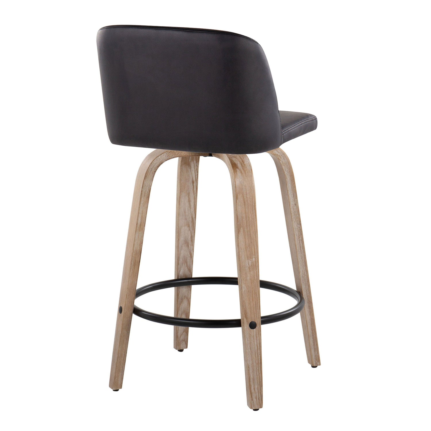 Toriano - Contemporary Fixed-Height Counter Stool &amp; Swivel With Round Footrest (Set of 2)