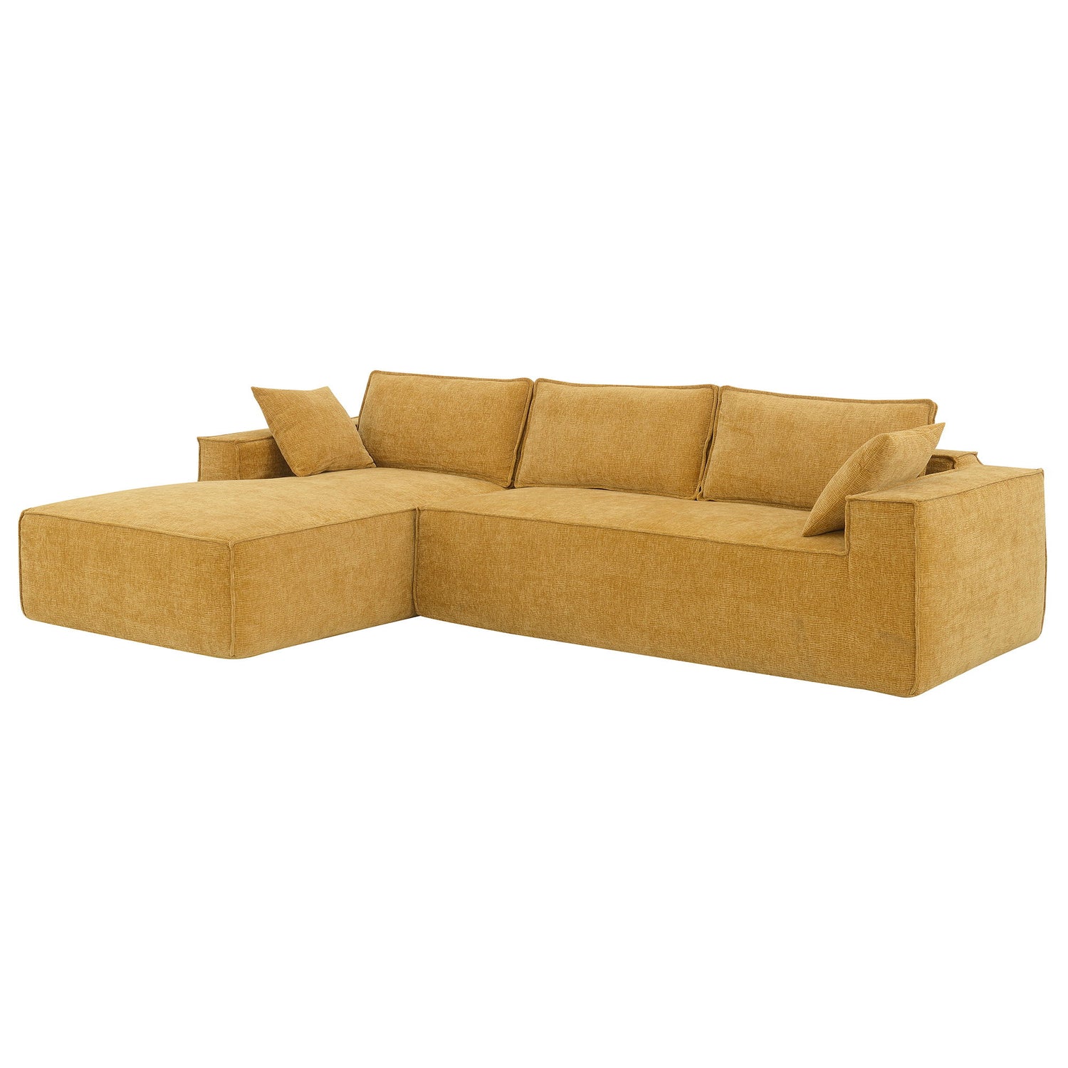 2 Pices Free Combination Minimalist Style Modular Sectional, Wrinkle Resistant Couch Set L Shaped Compressed Sofa For Living Room - Yellow