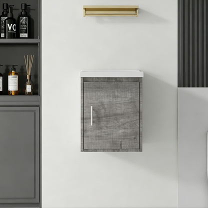 Floating Bathroom Vanity Combo, Wall Mounted Cabinet With Sink &amp; Soft Close Doors For Small Bathrooms