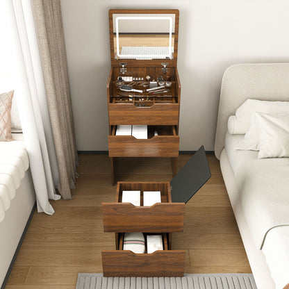 Vanity Desk With Lighted Mirror &amp; Stool
