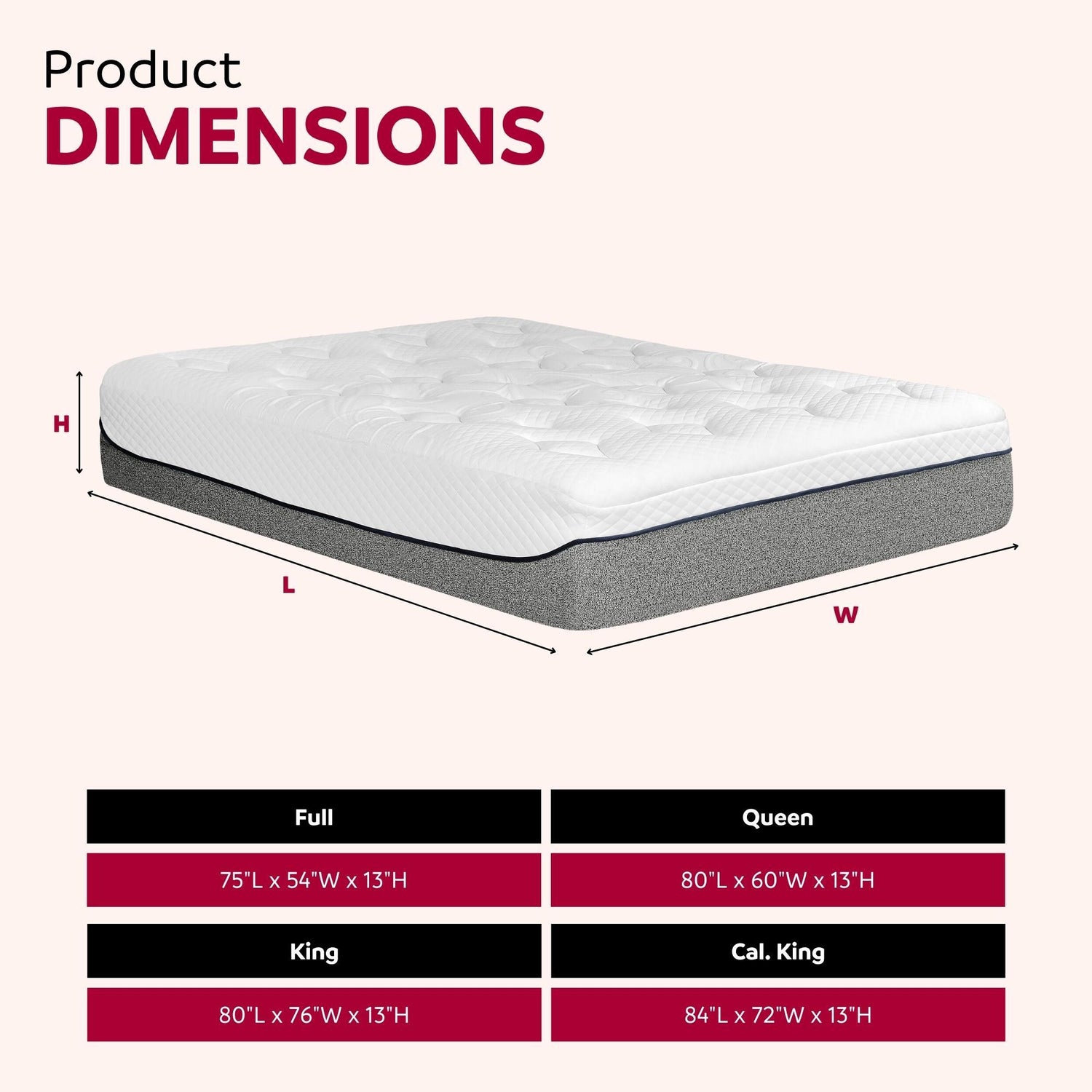 Ultra Plush 13&quot; Gel Memory Foam Mattress For King Size Bed With Double Layered Jacquard Cover - Gray / White