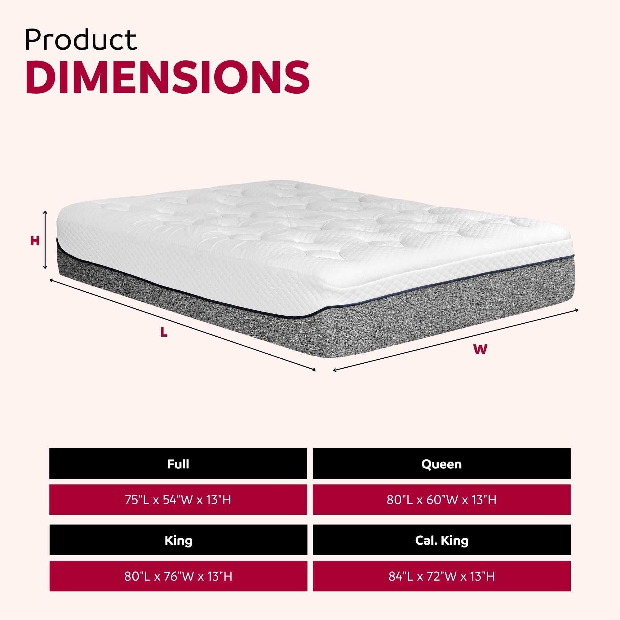 Ultra Plush 13&quot; Gel Memory Foam Mattress For King Size Bed With Double Layered Jacquard Cover - Gray / White