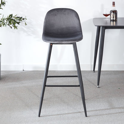 Bar Stool (Set of 2) Modern Counter Bar Height Chair With Back, Sturdy Metal Legs &amp; Footrests, Island Stool For Kitchen Bar - Gray
