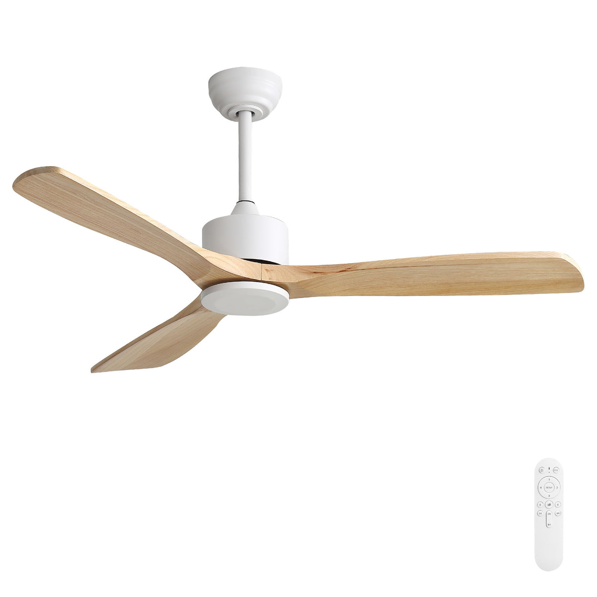 42" Ceiling Fan With No Light, Reversible DC Motor, 2 Downrods (12.5Cm / 25Cm) For Bedroom &amp; Living Room - White